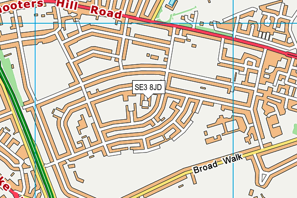 SE3 8JD map - OS VectorMap District (Ordnance Survey)