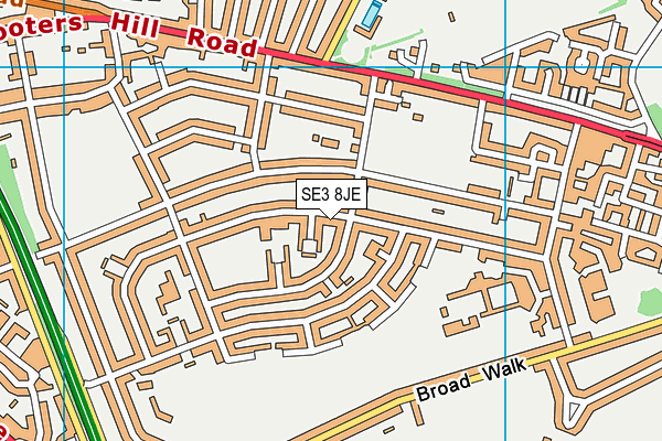 SE3 8JE map - OS VectorMap District (Ordnance Survey)
