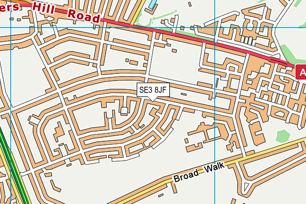 SE3 8JF map - OS VectorMap District (Ordnance Survey)
