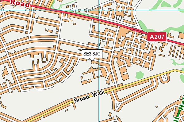 SE3 8JG map - OS VectorMap District (Ordnance Survey)