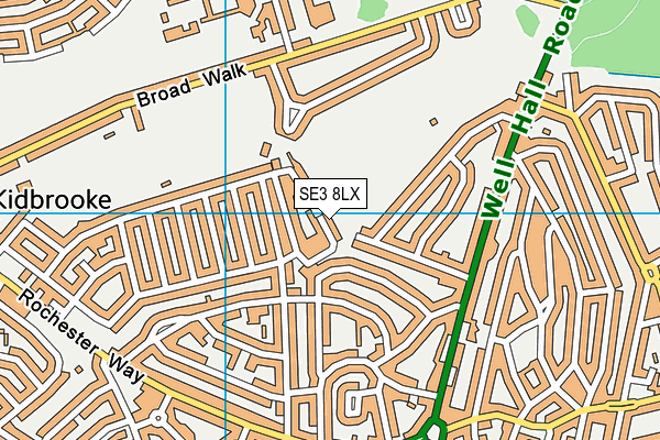 SE3 8LX map - OS VectorMap District (Ordnance Survey)