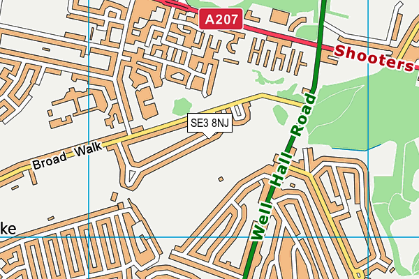 SE3 8NJ map - OS VectorMap District (Ordnance Survey)