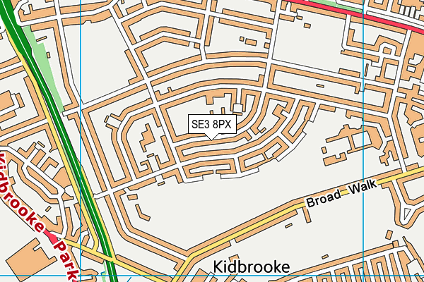 SE3 8PX map - OS VectorMap District (Ordnance Survey)