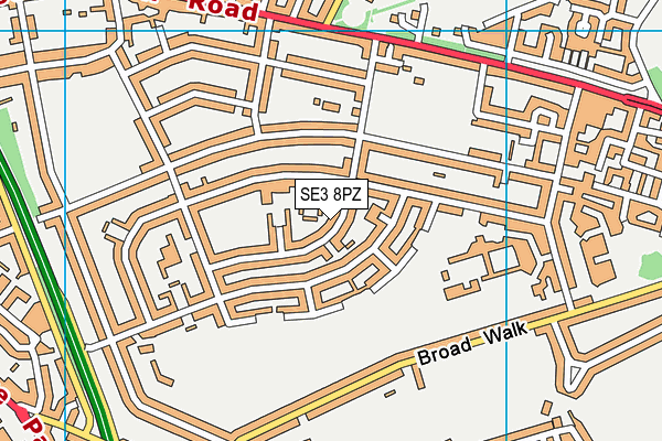 SE3 8PZ map - OS VectorMap District (Ordnance Survey)