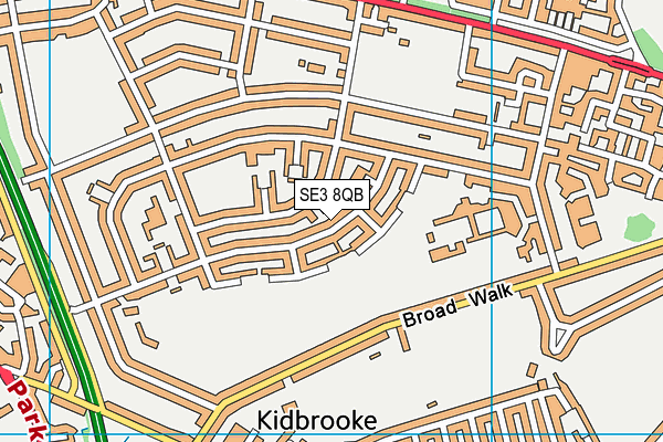 SE3 8QB map - OS VectorMap District (Ordnance Survey)