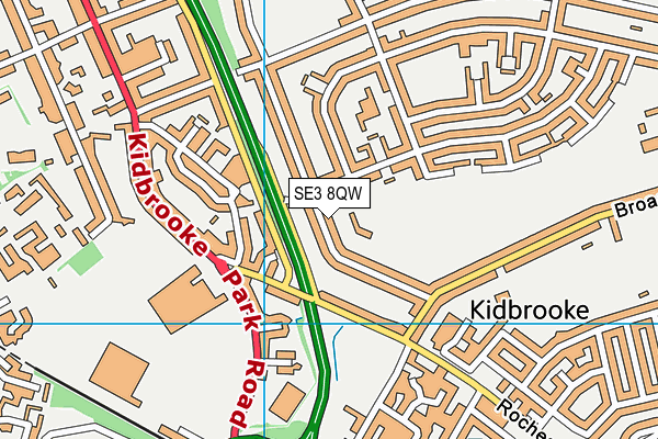 SE3 8QW map - OS VectorMap District (Ordnance Survey)