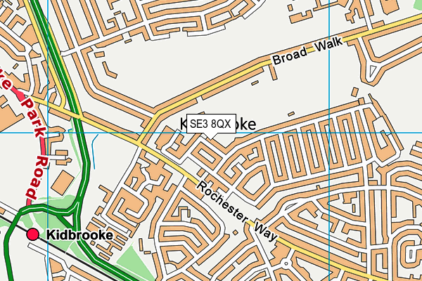 SE3 8QX map - OS VectorMap District (Ordnance Survey)