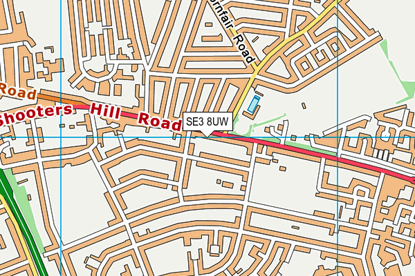 SE3 8UW map - OS VectorMap District (Ordnance Survey)