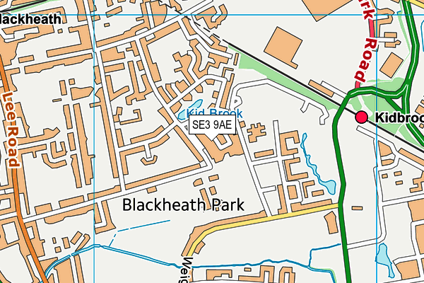 SE3 9AE map - OS VectorMap District (Ordnance Survey)