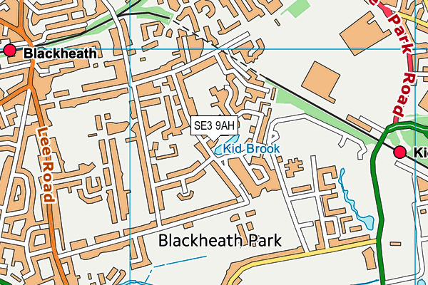 SE3 9AH map - OS VectorMap District (Ordnance Survey)