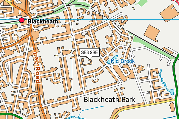 SE3 9BE map - OS VectorMap District (Ordnance Survey)