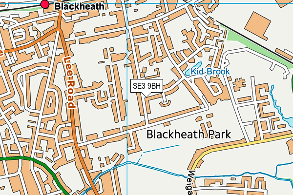 SE3 9BH map - OS VectorMap District (Ordnance Survey)