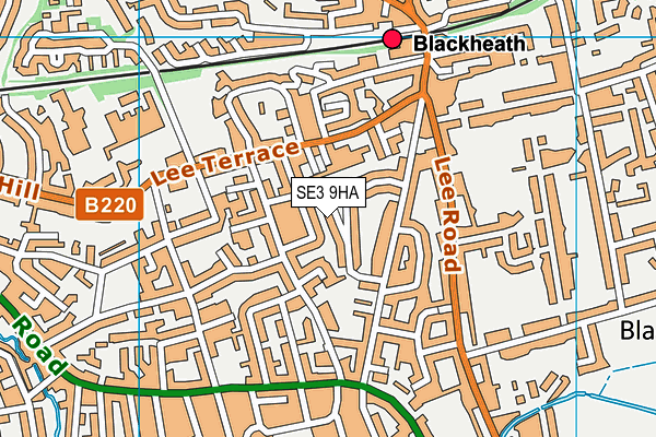 SE3 9HA map - OS VectorMap District (Ordnance Survey)