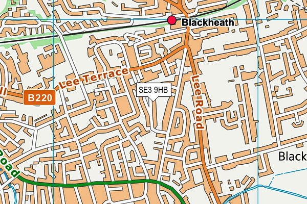 SE3 9HB map - OS VectorMap District (Ordnance Survey)
