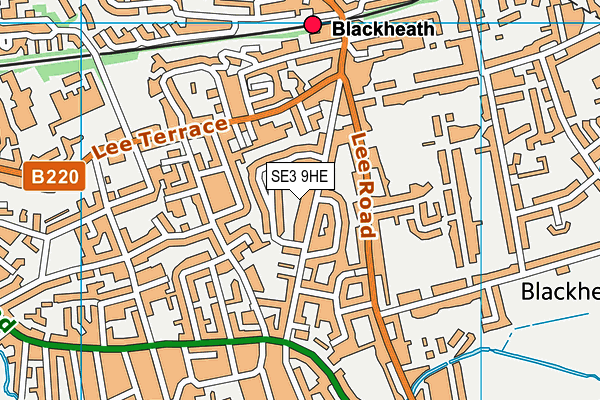 SE3 9HE map - OS VectorMap District (Ordnance Survey)