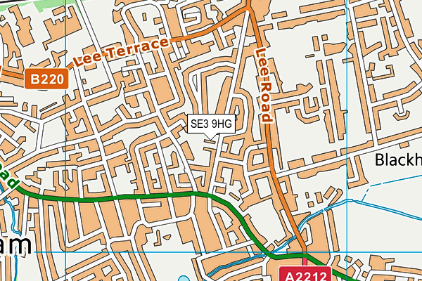 SE3 9HG map - OS VectorMap District (Ordnance Survey)