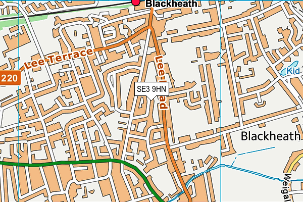 SE3 9HN map - OS VectorMap District (Ordnance Survey)