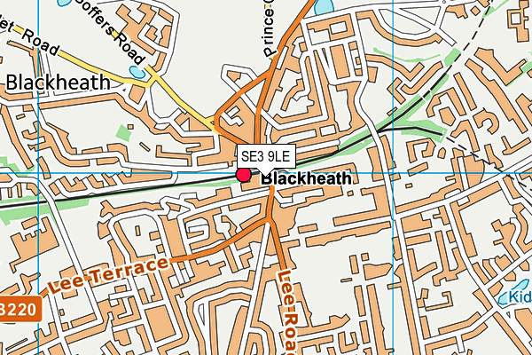 SE3 9LE map - OS VectorMap District (Ordnance Survey)
