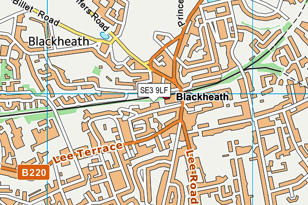 SE3 9LF map - OS VectorMap District (Ordnance Survey)