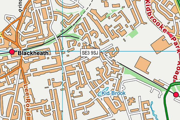 SE3 9SJ map - OS VectorMap District (Ordnance Survey)