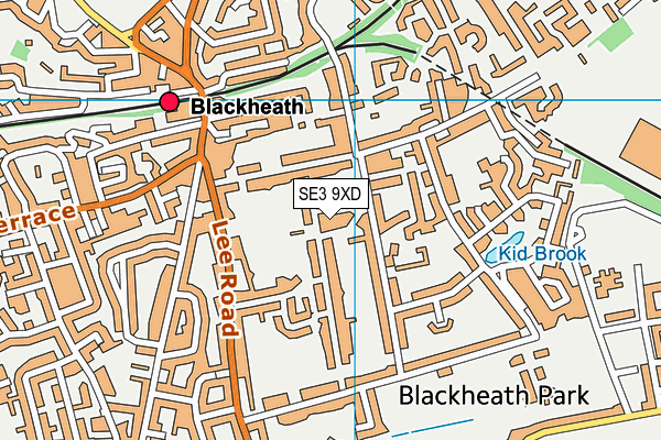 SE3 9XD map - OS VectorMap District (Ordnance Survey)