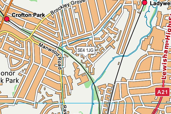 SE4 1JG map - OS VectorMap District (Ordnance Survey)