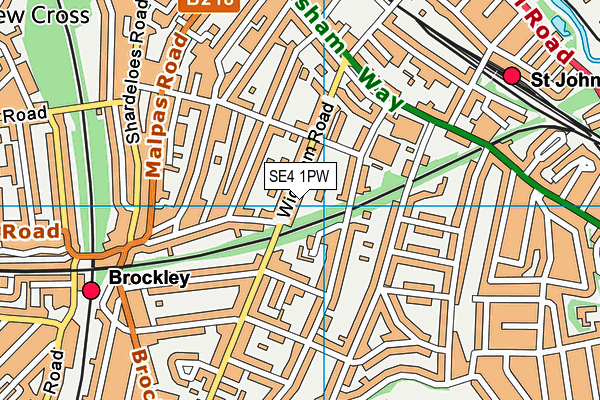 SE4 1PW map - OS VectorMap District (Ordnance Survey)