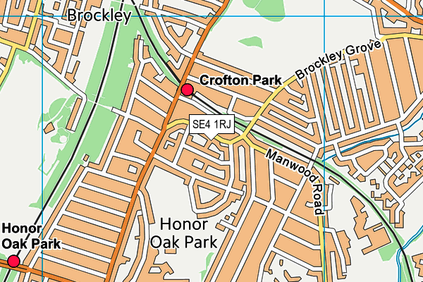 SE4 1RJ map - OS VectorMap District (Ordnance Survey)