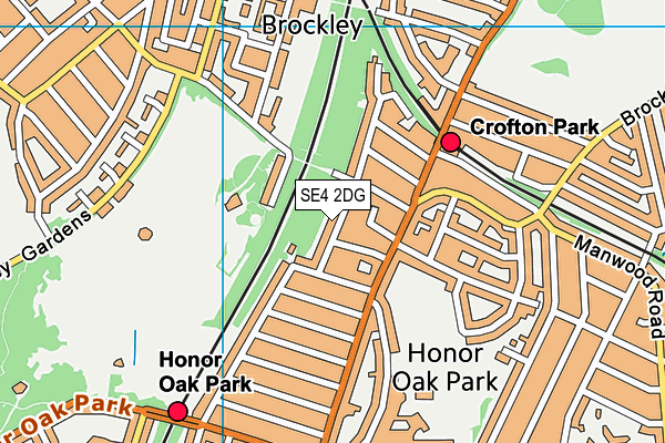 SE4 2DG map - OS VectorMap District (Ordnance Survey)