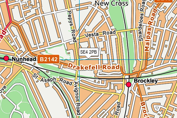 SE4 2PB map - OS VectorMap District (Ordnance Survey)