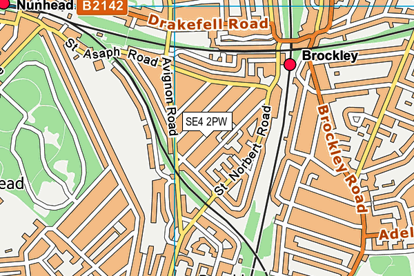 SE4 2PW map - OS VectorMap District (Ordnance Survey)