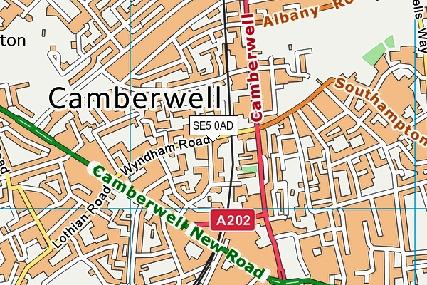 SE5 0AD map - OS VectorMap District (Ordnance Survey)