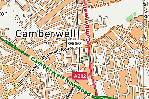 SE5 0AS map - OS VectorMap District (Ordnance Survey)