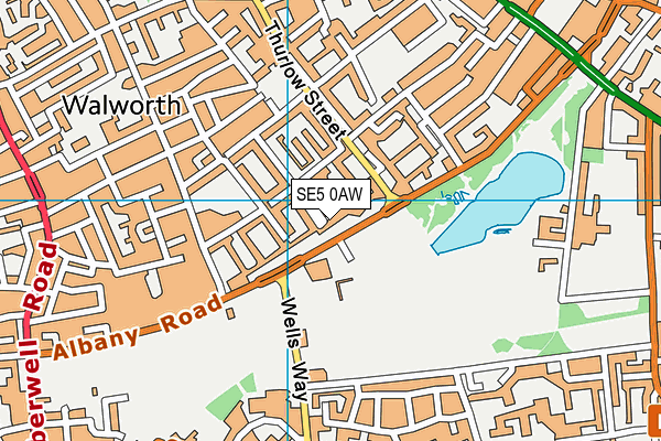 SE5 0AW map - OS VectorMap District (Ordnance Survey)