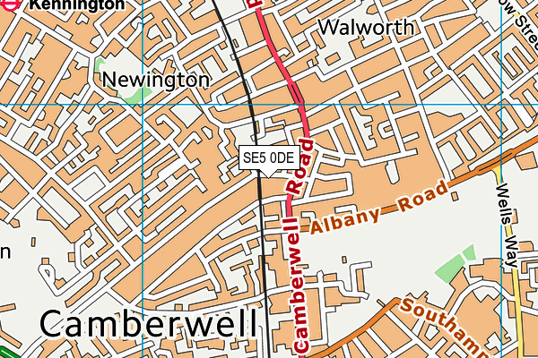 SE5 0DE map - OS VectorMap District (Ordnance Survey)