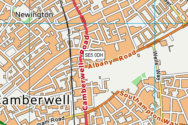 SE5 0DH map - OS VectorMap District (Ordnance Survey)