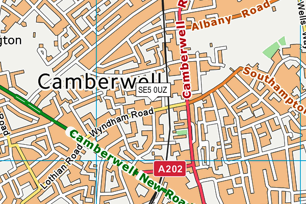 SE5 0UZ map - OS VectorMap District (Ordnance Survey)