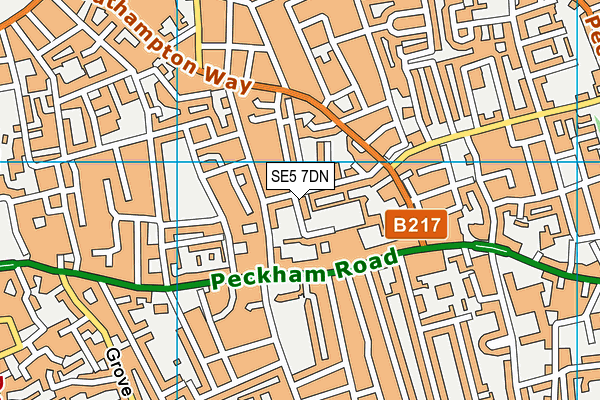 SE5 7DN map - OS VectorMap District (Ordnance Survey)