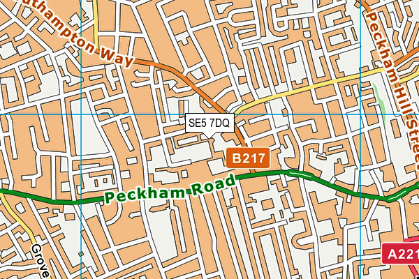 SE5 7DQ map - OS VectorMap District (Ordnance Survey)