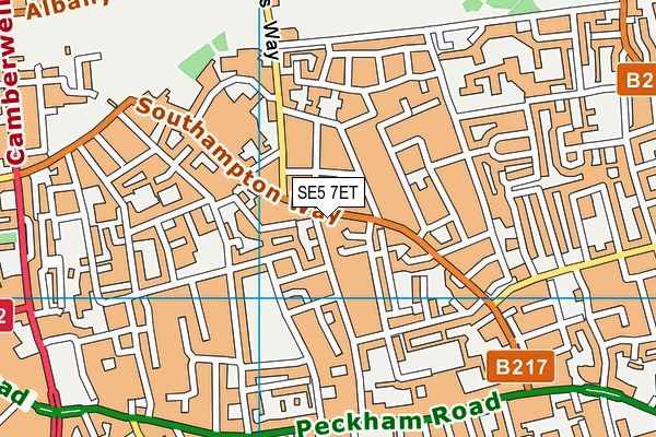 SE5 7ET map - OS VectorMap District (Ordnance Survey)