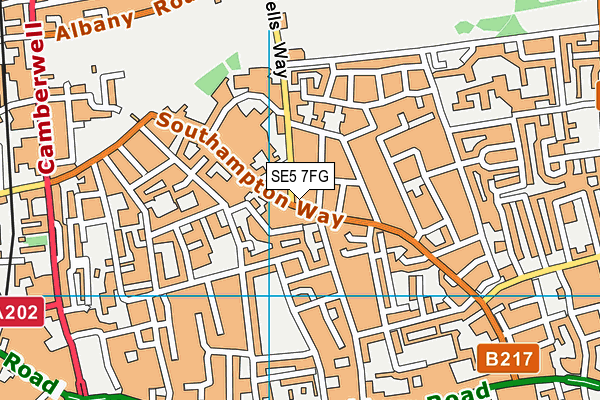 SE5 7FG map - OS VectorMap District (Ordnance Survey)