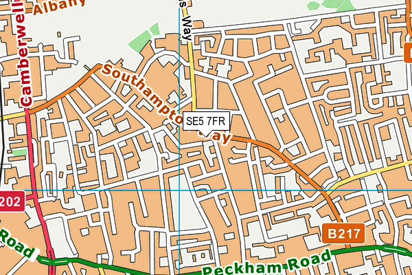 SE5 7FR map - OS VectorMap District (Ordnance Survey)