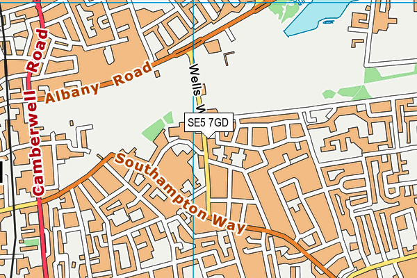 SE5 7GD map - OS VectorMap District (Ordnance Survey)