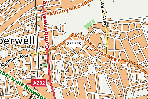 SE5 7PS map - OS VectorMap District (Ordnance Survey)