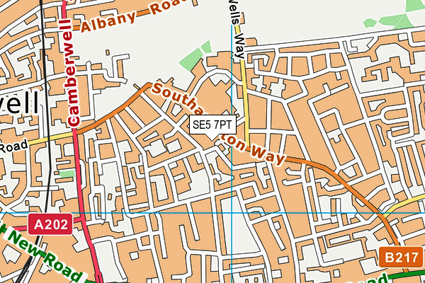 SE5 7PT map - OS VectorMap District (Ordnance Survey)