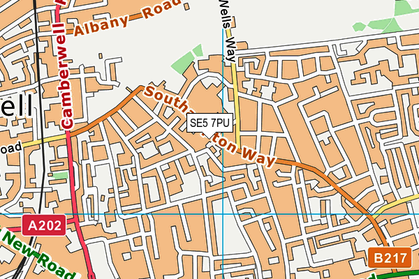 SE5 7PU map - OS VectorMap District (Ordnance Survey)
