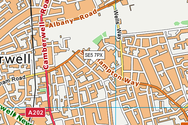 SE5 7PX map - OS VectorMap District (Ordnance Survey)