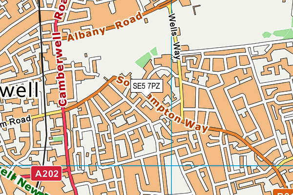 SE5 7PZ map - OS VectorMap District (Ordnance Survey)
