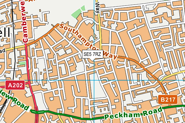 SE5 7RZ map - OS VectorMap District (Ordnance Survey)