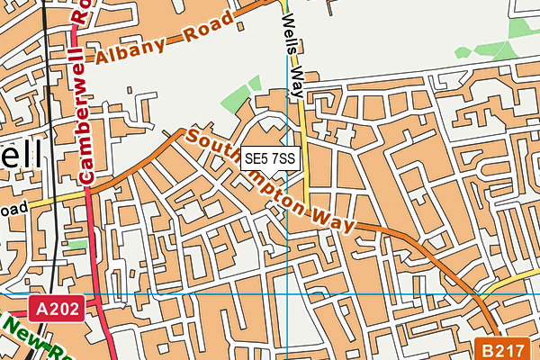 SE5 7SS map - OS VectorMap District (Ordnance Survey)